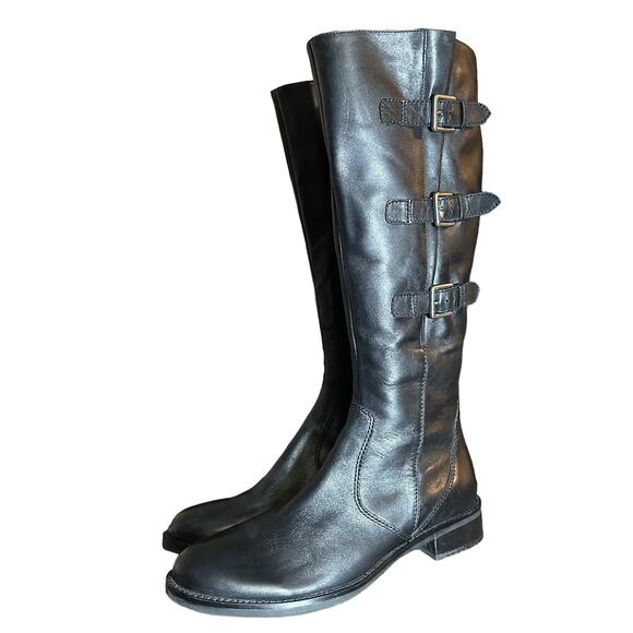 Ecco Hobart Buckle Tall knee Riding boot black leather size EU42 US 11 / 11 1/2 - Picture 2 of 13